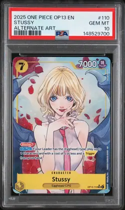 2025 ONE PIECE OP13-CARRYING ON HIS WILL ALTERNATE ART #110 STUSSY PSA 10 - Image 1