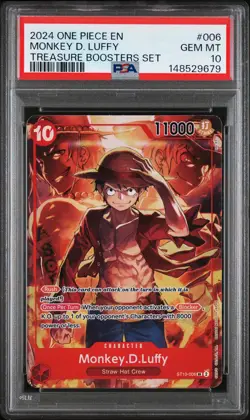 2024 ONE PIECE PROMOS TREASURE BOOSTERS SET #006 MONKEY D. LUFFY PSA 10 - Image 1