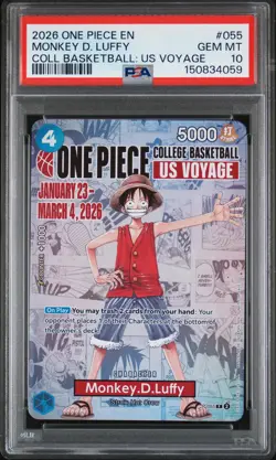 2026 ONE PIECE PROMOS COLLEGE BASKETBALL : US VOYAGE MONKEY D. LUFFY PSA 10 - Image 1