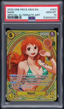 2026 ONE PIECE EB03-HEROINES EDITION SPECIAL ALTERNATE ART #053 NAMI PSA 10 - Image 1