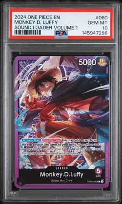 2024 ONE PIECE PROMOS SOUND LOADER VOLUME.1 #060 MONKEY D. LUFFY PSA 10 - Image 1