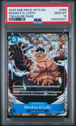 2025 ONE PIECE OP13-CARRYING ON HIS WILL TREASURE RARE MONKEY D. LUFFY PSA 10 - Image 1