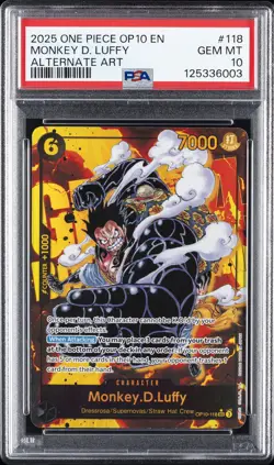 2025 ONE PIECE OP10-ROYAL BLOOD ALTERNATE ART #118 MONKEY D. LUFFY PSA 10 - Image 1