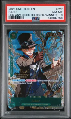 2025 ONE PIECE 3RD ANNIVERSARY TOURNAMENT 3 BROTHERS PACK WINNER #027 SABO PSA 8 - Image 1