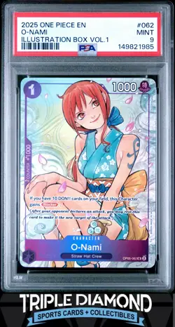 2025 One Piece Promos Illustration Box Vol 1 OP05-062 O-Nami PSA 9 Mint V944 - Image 1