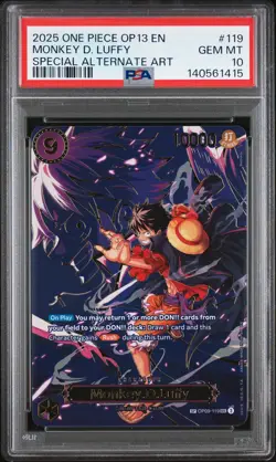 2025 ONE PIECE CARRYING ON HIS WILL SPECIAL ALT ART #119 MONKEY D. LUFFY PSA 10 - Image 1
