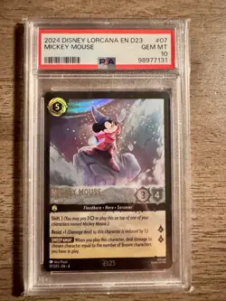 Disney Lorcana D23 2024 Mickey Mouse Playful Sorcerer Promo Holo PSA GEM MT 10🐭 - Image 1