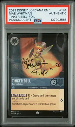 2023 DISNEY LORCANA MAE WHITMAN SIGNED FOIL #194 TINKER BELL PSA AUTH AUTO AUTH - Image 1