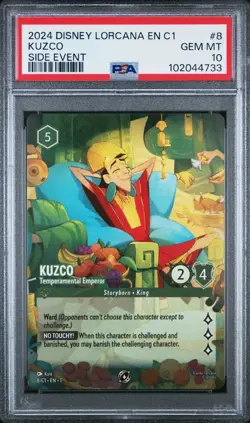 PSA 10 DISNEY LORCANA SIDE EVENT #8 KUZCO TEMPERAMENTAL EMPEROR EN-C1 - Image 2