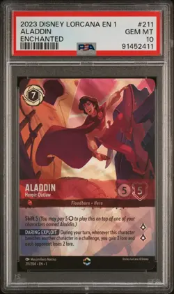 2023 DISNEY LORCANA THE FIRST CHAPTER ENCHANTED ALADDIN HEROIC OUTLAW PSA 10 - Image 2