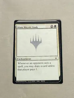 MTG White Rhystic Study Un-Known Event Playtest Cards Magic the Gathering - Image 1