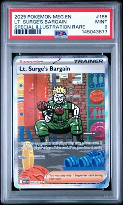 Pokemon TCG Lt. Surge's Bargain PSA 9 - Image 1