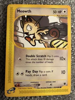 Pokemon Meowth Regular Rare E-Card Expedition Base Set #121/165 NM Condition - Image 1