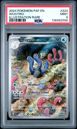 2024 POKEMON PAF EN-PALDEAN FATES ILLUSTRATION RARE #224 WUGTRIO PSA 9 - Image 1