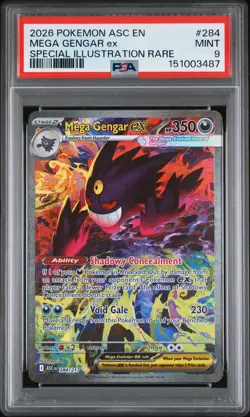 2026 POKEMON ASCENDED HEROES SPECIAL ILLUSTRATION RARE #284 MEGA GENGAR EX PSA 9 - Image 1