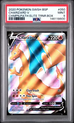 2020 POKEMON SWSH PROMO CHAMPION'S PATH ETB #050 CHARIZARD V PSA 9 - Image 1