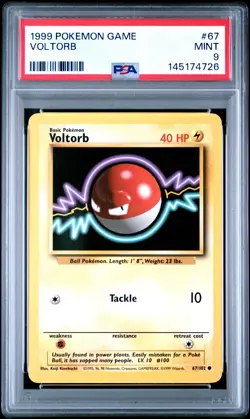 1999 POKEMON BASE SET UNLIMITED #67 VOLTORB PSA 9 - Image 1