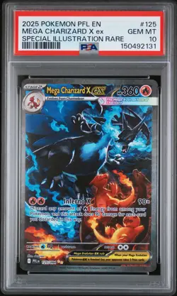 2025 POKEMON PFL SPECIAL ILLUSTRATION RARE #125 MEGA CHARIZARD X EX PSA 10 - Image 1