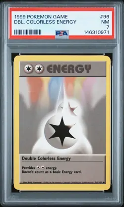 1999 POKEMON BASE SET UNLIMITED #96 DOUBLE COLORLESS ENERGY PSA 7 - Image 1