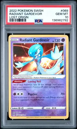 2022 POKEMON SWORD & SHIELD LOST ORIGIN #069 RADIANT GARDEVOIR PSA 10 - Image 1