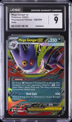 2025 POKEMON PHANTASMAL FLAMES HOLO #056 MEGA GENGAR EX CGC 9 - Image 1