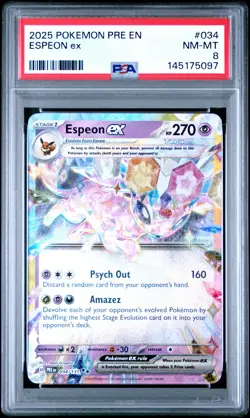 2025 POKEMON PRE EN-PRISMATIC EVOLUTIONS #034 ESPEON EX PSA 8 - Image 1