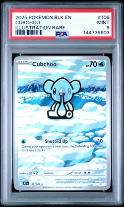 2025 POKEMON BLK EN-BLACK BOLT ILLUSTRATION RARE #109 CUBCHOO PSA 9 - Image 1