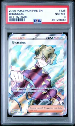 2025 POKEMON PRE EN-PRISMATIC EVOLUTIONS ULTRA RARE #135 BRASSIUS PSA 8 - Image 1