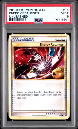 2010 POKEMON HEARTGOLD & SOULSILVER UNLEASHED #74 ENERGY RETURNER PSA 9 - Image 1