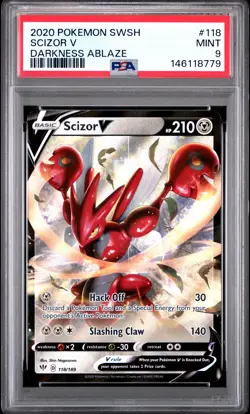 2020 POKEMON SWORD & SHIELD DARKNESS ABLAZE #118 SCIZOR V PSA 9 - Image 1