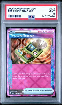 2025 POKEMON PRE EN-PRISMATIC EVOLUTIONS #131 TREASURE TRACKER PSA 9 - Image 1