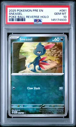 2025 POKEMON PRE EN-PRISMATIC EVOLUTIONS POKE BALL REVERSE HOLO SNEASEL PSA 10 - Image 1