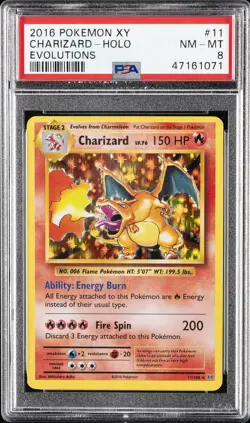 2016 POKEMON XY EVOLUTIONS #11 CHARIZARD-HOLO PSA 8 - Image 1