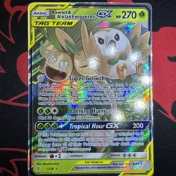 Pokemon Rowlet & Alolan Exeggutor GX TAG TEAM Holo Unified Minds 1/236 2019 - Image 1