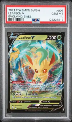 2021 POKEMON SWORD & SHIELD EVOLVING SKIES #007 LEAFEON V PSA 10 - Image 1
