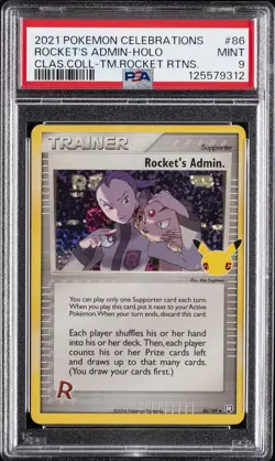 2021 POKEMON CELEBRATIONS CLASSIC COLLECTION #86 ROCKET'S ADMIN-HOLO PSA 9 - Image 1