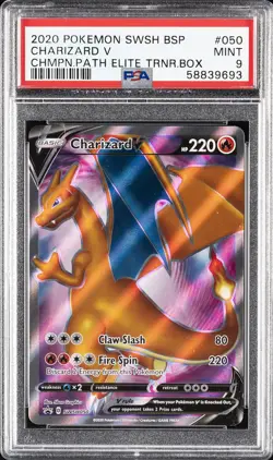 2020 POKEMON SWSH PROMO CHAMPION'S PATH ETB #050 CHARIZARD V PSA 9 - Image 1