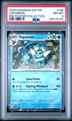 2025 POKEMON PROMO PRISMATIC EVOLUTIONS POSTER COLLECTION #168 VAPOREON PSA 8 - Image 1