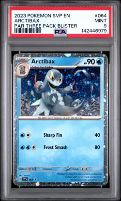 2023 POKEMON SVP PROMO PARADOX RIFT THREE PACK BLISTER #064 ARCTIBAX PSA 9 - Image 1