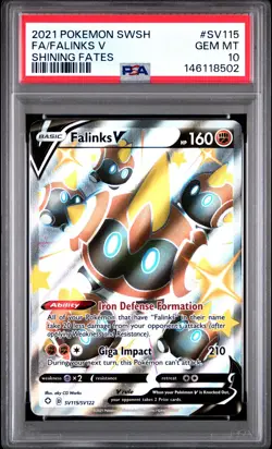 2021 POKEMON SWORD & SHIELD SHINING FATES #SV115 FULL ART/FALINKS V PSA 10 - Image 1