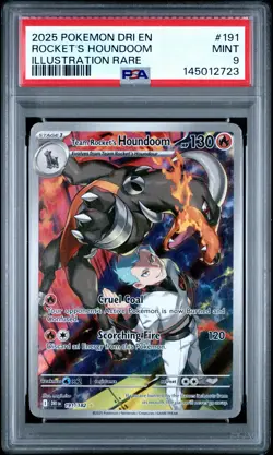 2025 POKEMON DESTINED RIVALS ILLUSTRATION RARE #191 TEAM ROCKET'S HOUNDOOM PSA 9 - Image 1