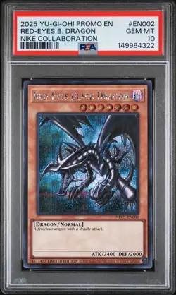 2025 YU-GI-OH! NIKE COLLABORATION PROMO #EN002 RED-EYES BLACK DRAGON PSA 10 - Image 1