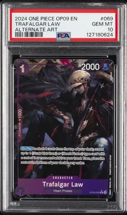 2024 ONE PIECE OP09-EMPERORS IN THE NEW WORLD ALTERNATE ART TRAFALGAR LAW PSA 10 - Image 1