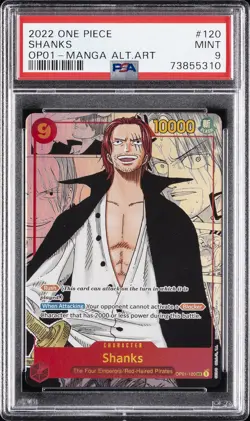 2022 ONE PIECE OP01-ROMANCE DAWN MANGA ALTERNATE ART #120 SHANKS PSA 9 - Image 1