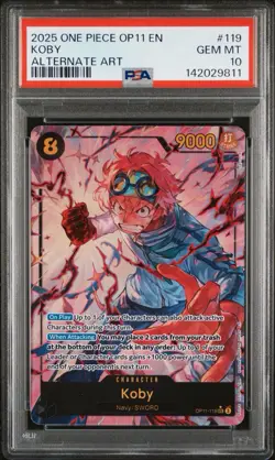 Koby Alternate Art One Piece Op11-A Fist Of Divine Speed 119 NM PSA 10 - Image 1