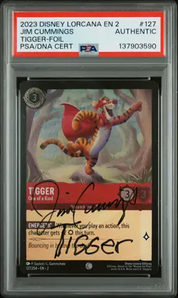 2023 DISNEY LORCANA PETER CUMMINGS SIGNED FOIL #127 TIGGER PSA AUTH AUTO AUTH - Image 1