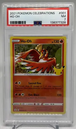2021 Pokemon Celebrations 001/025 Ho-Oh PSA 7 Near Mint Holo Foil Rare Card TCG - Image 1