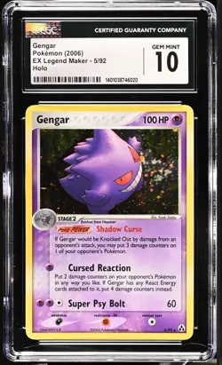 CGC 10 GEM MINT Gengar 2006 EX Legend Maker 5/92 Holo Pokemon Card - Image 1