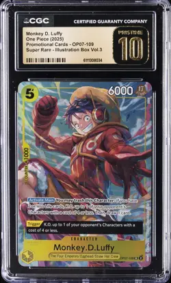 2025 ONE PIECE PROMO CARDS SUPER RARE #OP07-109 MONKEY D. LUFFY CGC 10 PRISTINE - Image 1