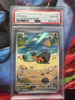 Pokemon TCG Dwebble Card Illustration 129/086 Sv: Black Bolt Rare PSA 10 - Image 1